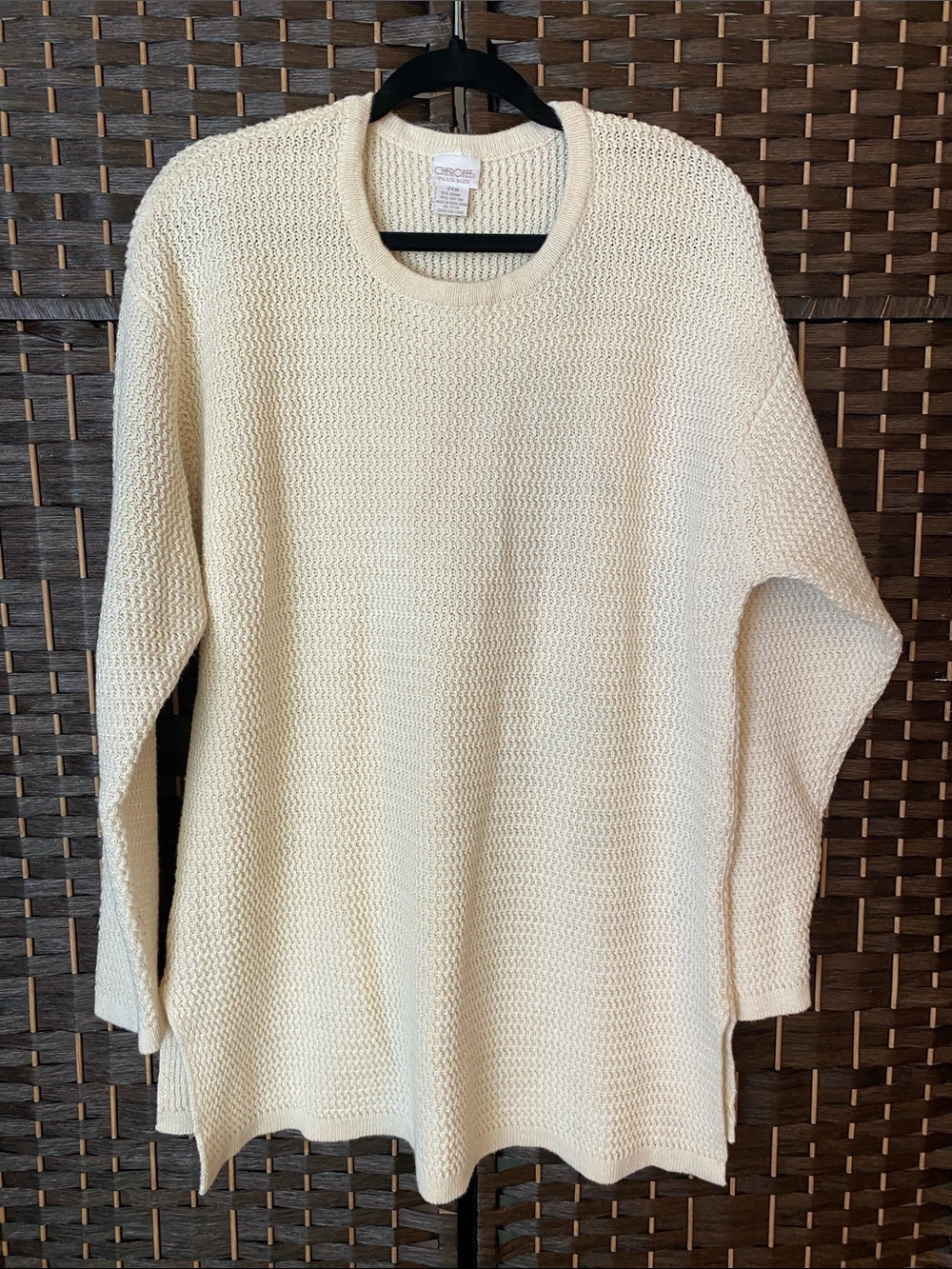 Vintage Cherokee Plus Size Ivory Textured Cozy Crewneck Sweater - Size 24W
